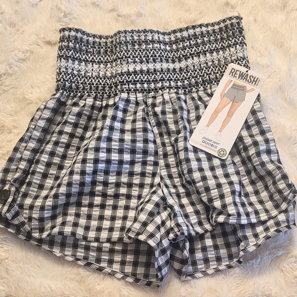 Rewash Black and White Checkered Women's Shorts